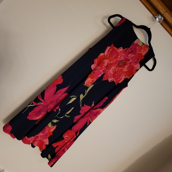 ANNE KLEIN Navy Blue Floral Swing Dress Size 14 - Picture 12 of 14